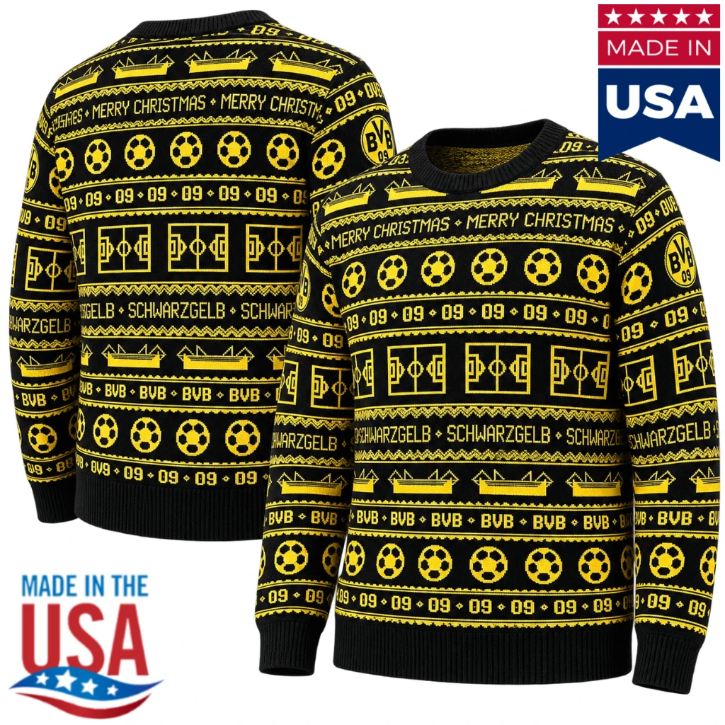 BVB 09 Schwarzgelb Football Pattern Ugly Christmas Sweater